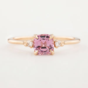 Estel Ring 0.81ct Cushion Cut Fuchsia Pink Spinel, 14k Rose Gold