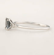 Estel Ring 0.73ct Cushion Cut Grey Blue Spinel, 14k White Gold (One of a kind)