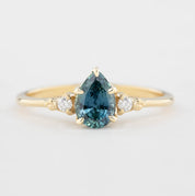 Estel Ring - 0.88ct Pear Cut Blue Green Montana Sapphire (one of a kind)
