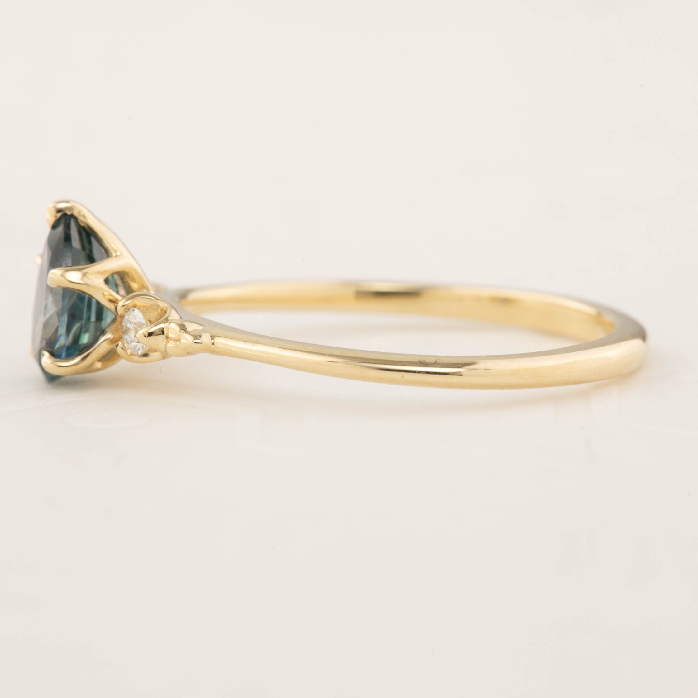 Estel Ring - 0.88ct Pear Cut Blue Green Montana Sapphire (one of a kind)