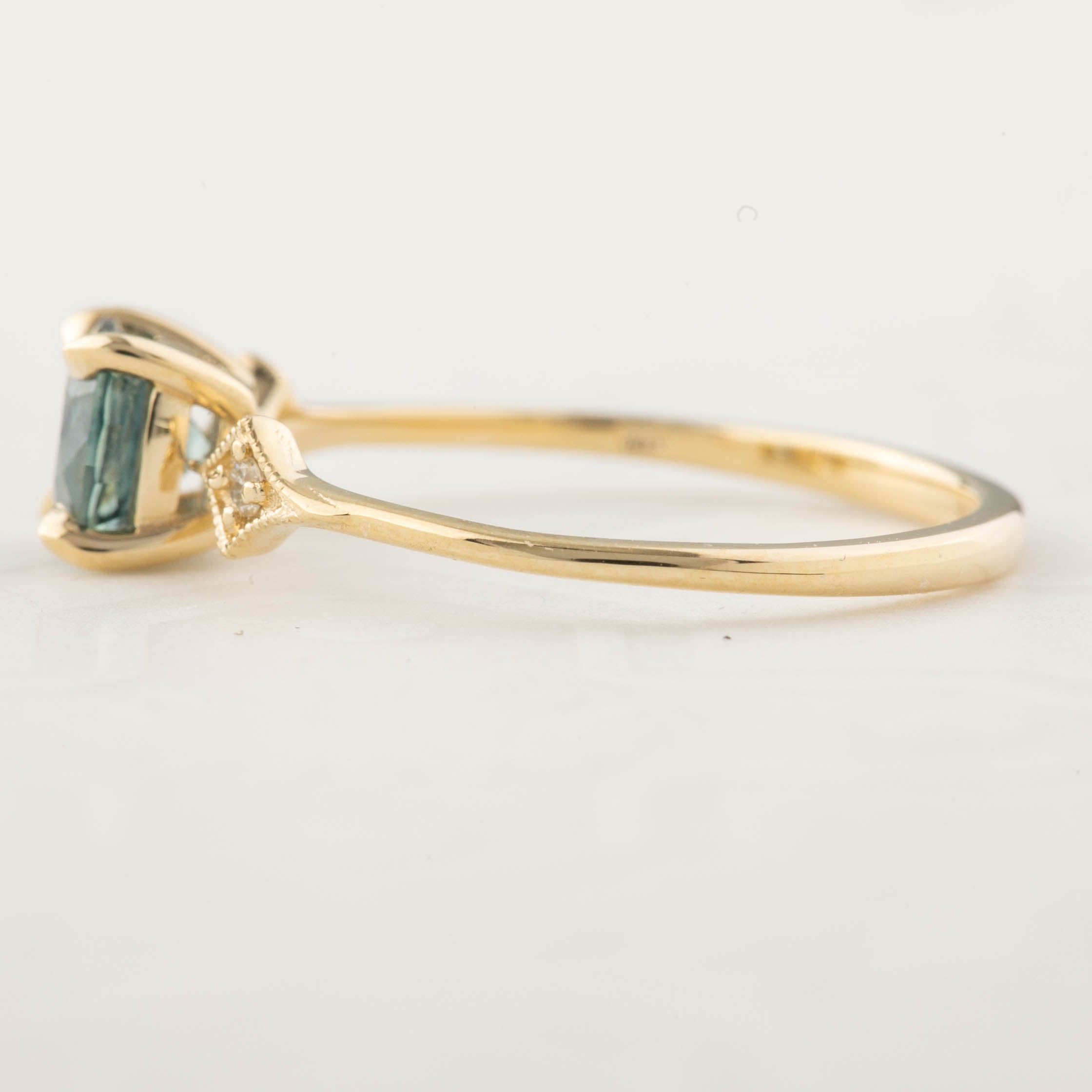 Charlene Ring, 0.92ct Blue Green Montana Sapphire