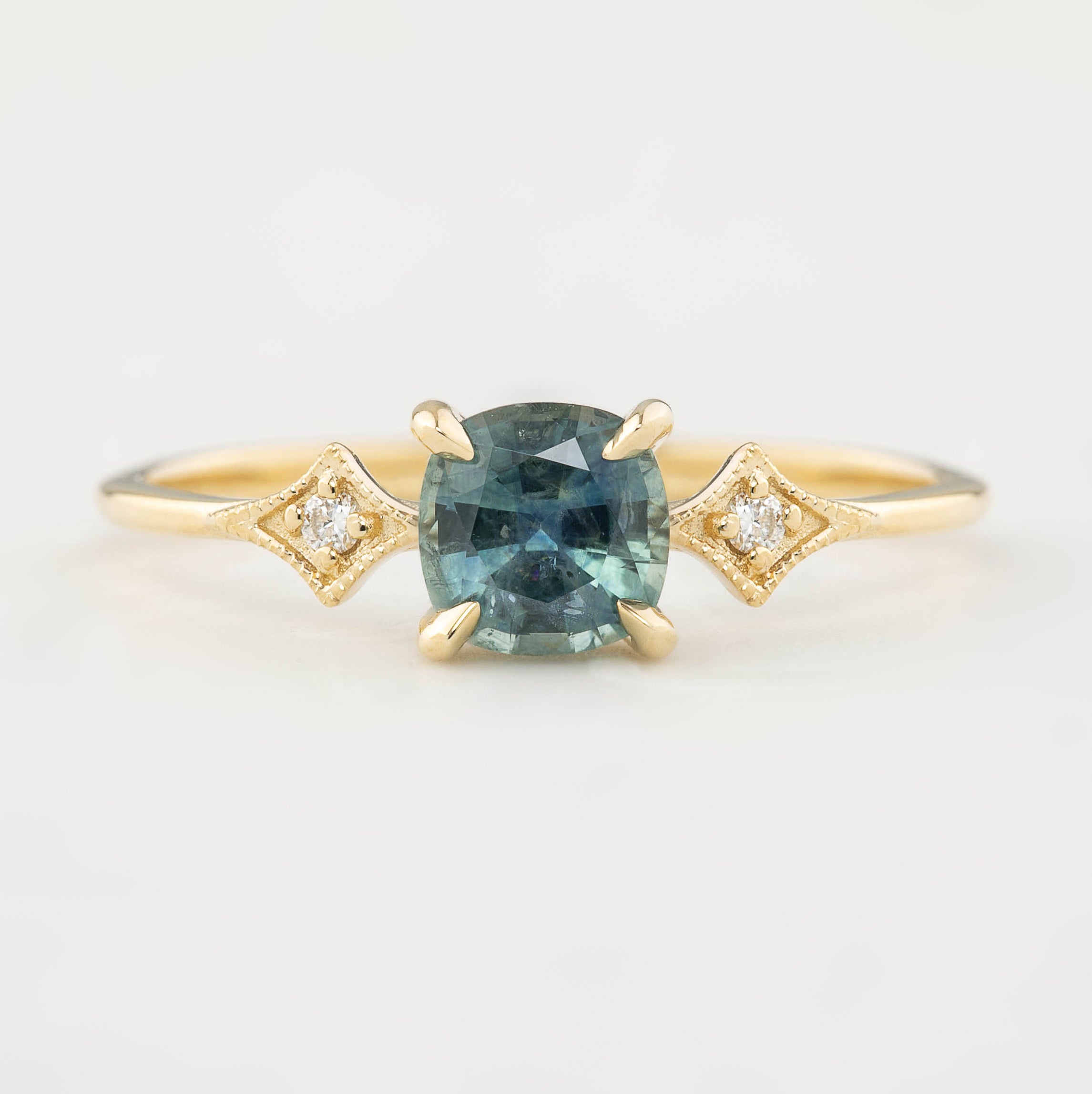 Charlene Ring, 0.92ct Blue Green Montana Sapphire