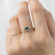 Charlene Ring, 0.92ct Blue Green Montana Sapphire