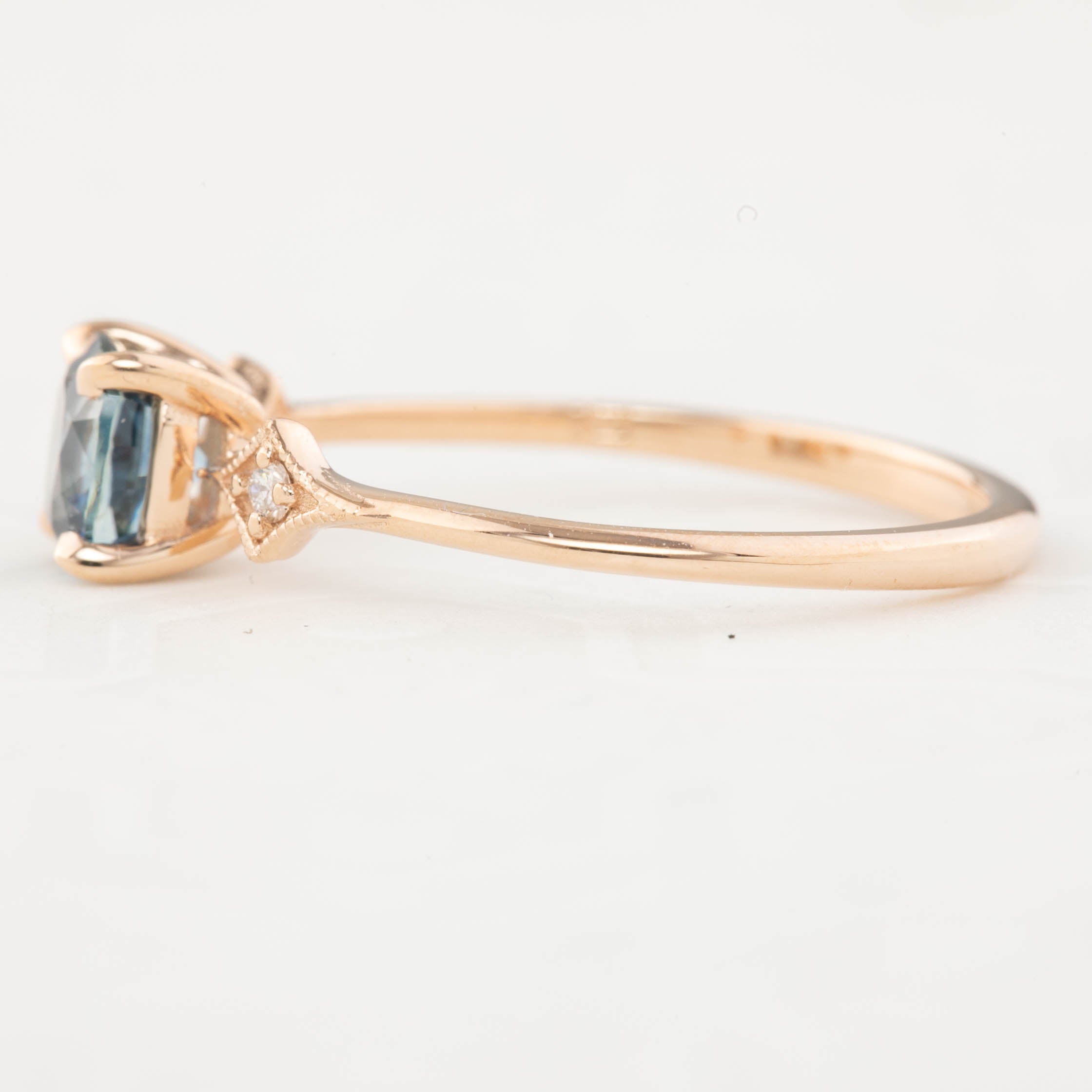 Charlene Ring, 0.92ct Blue Green Montana Sapphire