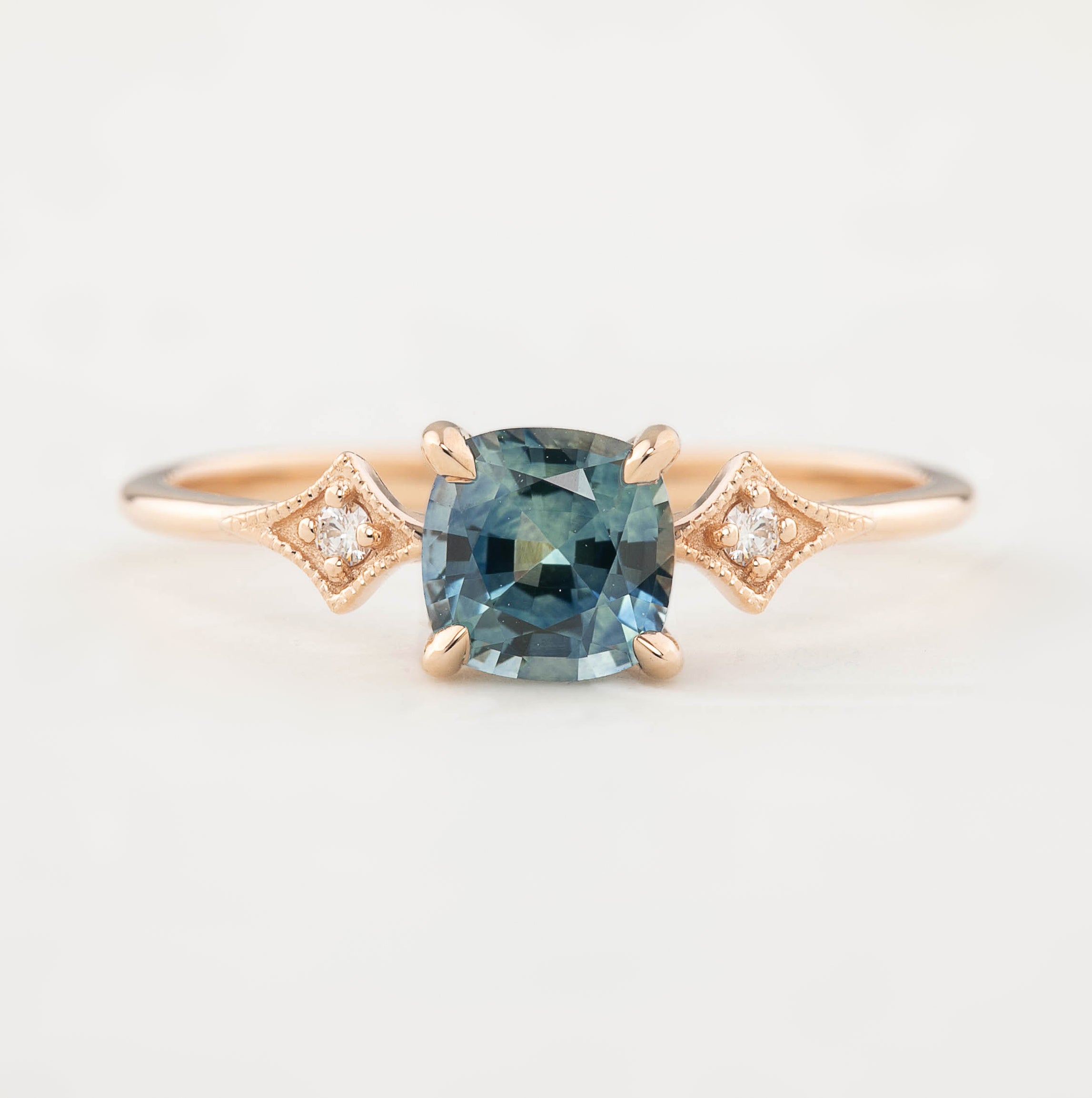 Charlene Ring, 0.92ct Blue Green Montana Sapphire
