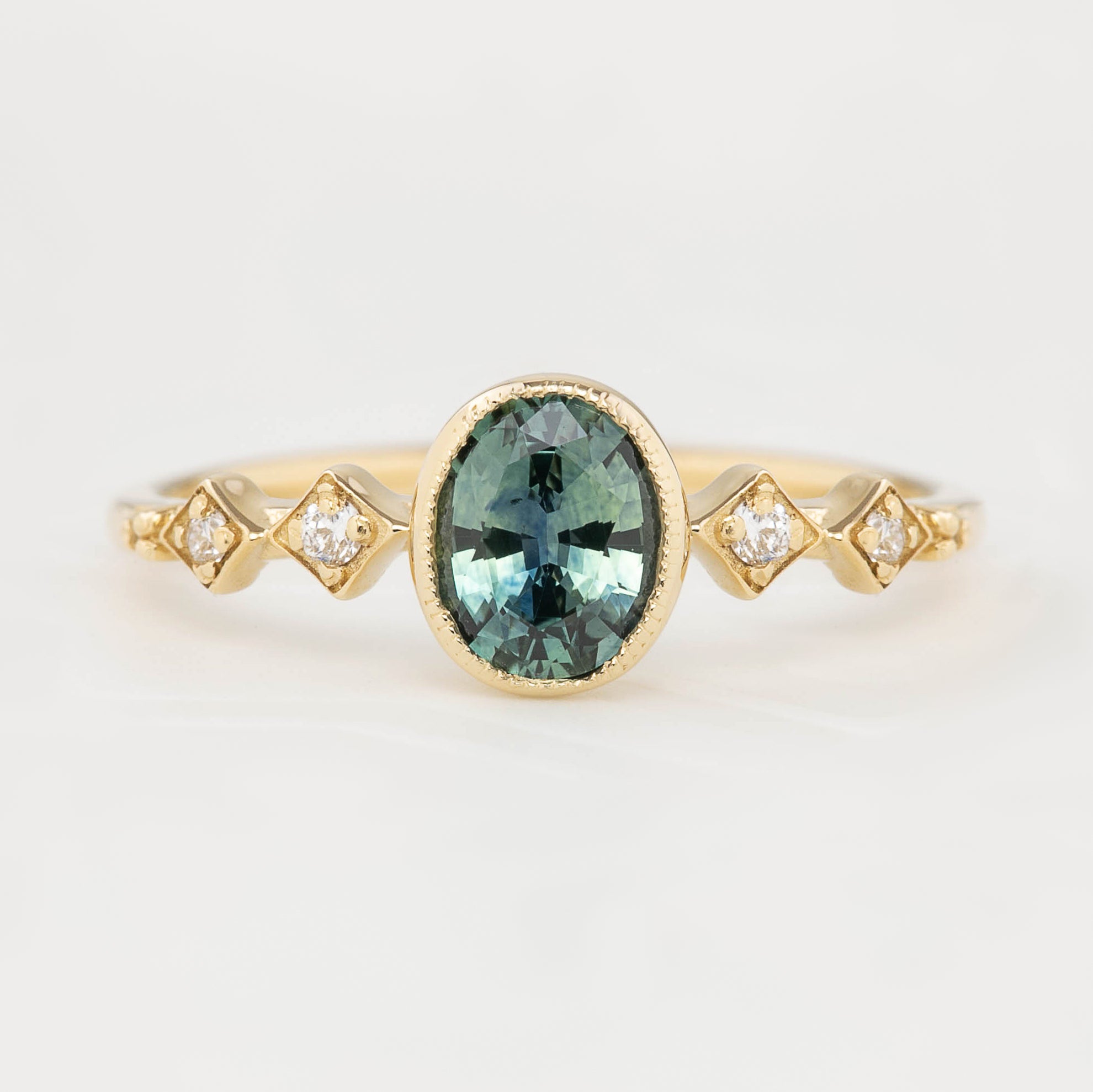 Celeste Ring, 0.80ct Montana Sapphire, oval shape gemstone