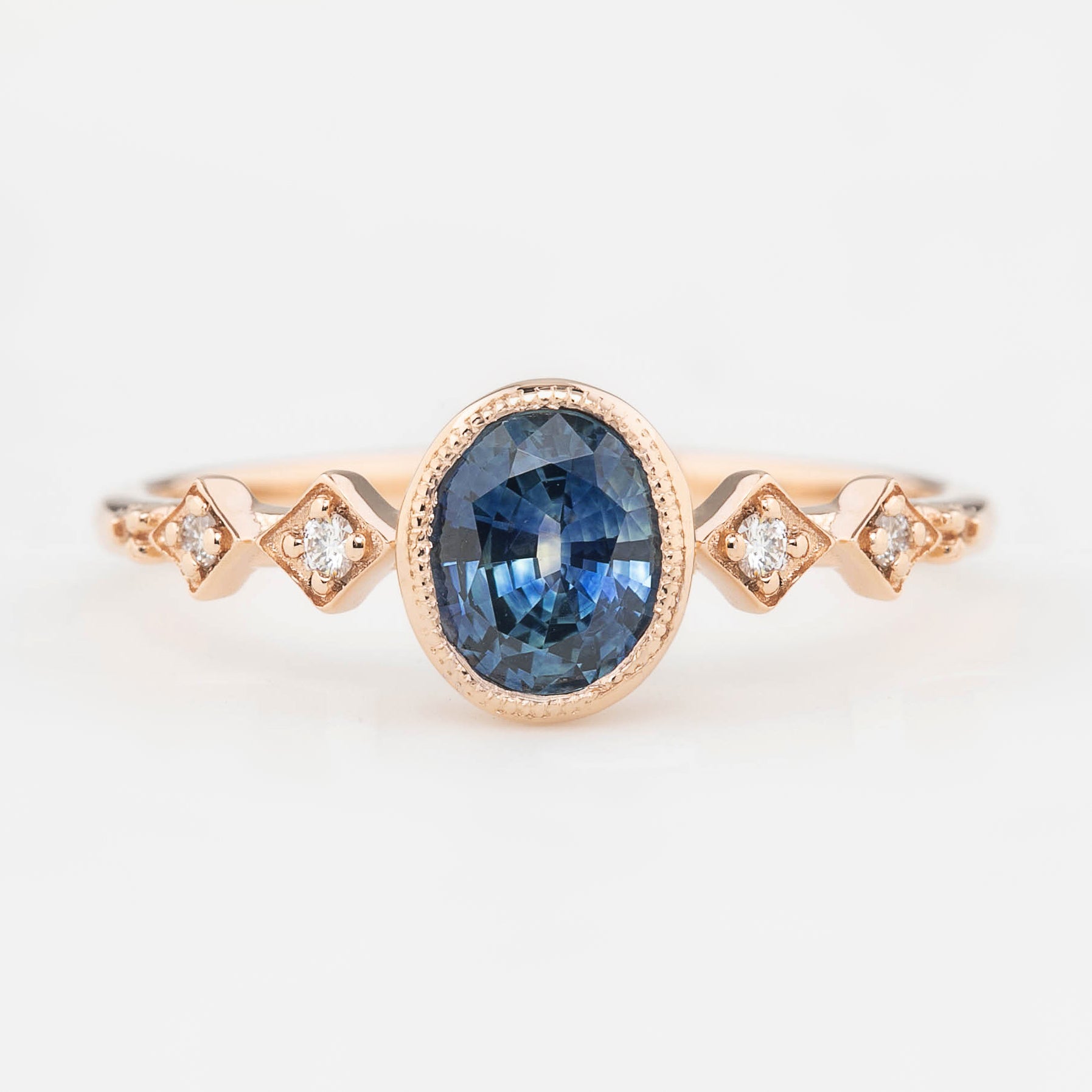 Celeste Ring, 0.80ct Montana Sapphire, oval shape gemstone
