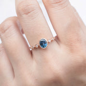 Celeste Ring, 0.80ct Montana Sapphire, oval shape gemstone