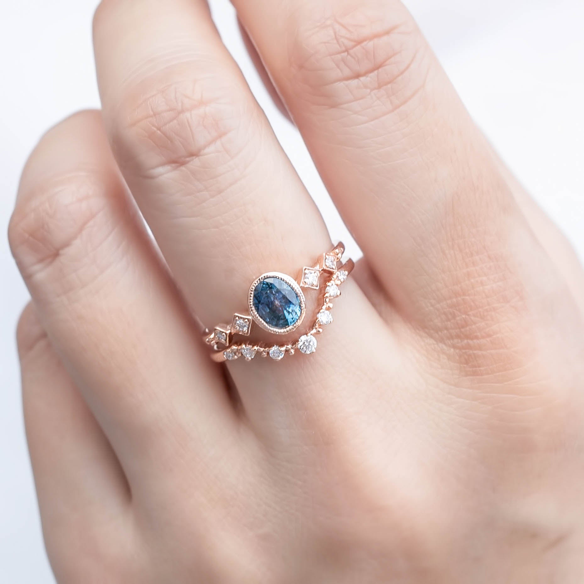 Celeste Ring, 0.80ct Montana Sapphire, oval shape gemstone