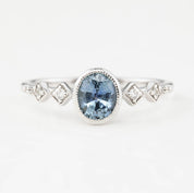 Celeste Ring, 0.80ct Montana Sapphire, oval shape gemstone