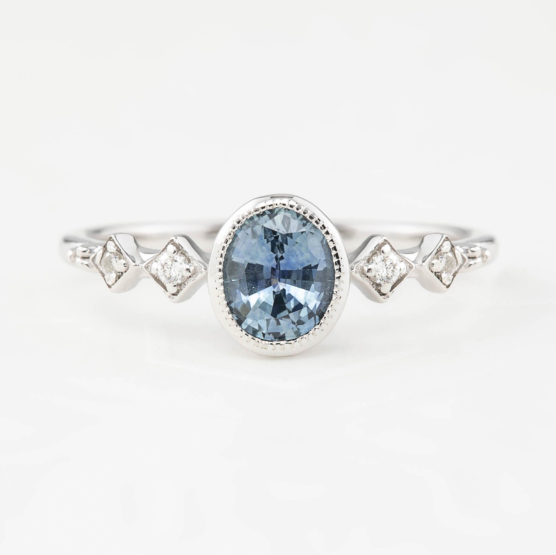 Celeste Ring, 0.80ct Montana Sapphire, oval shape gemstone
