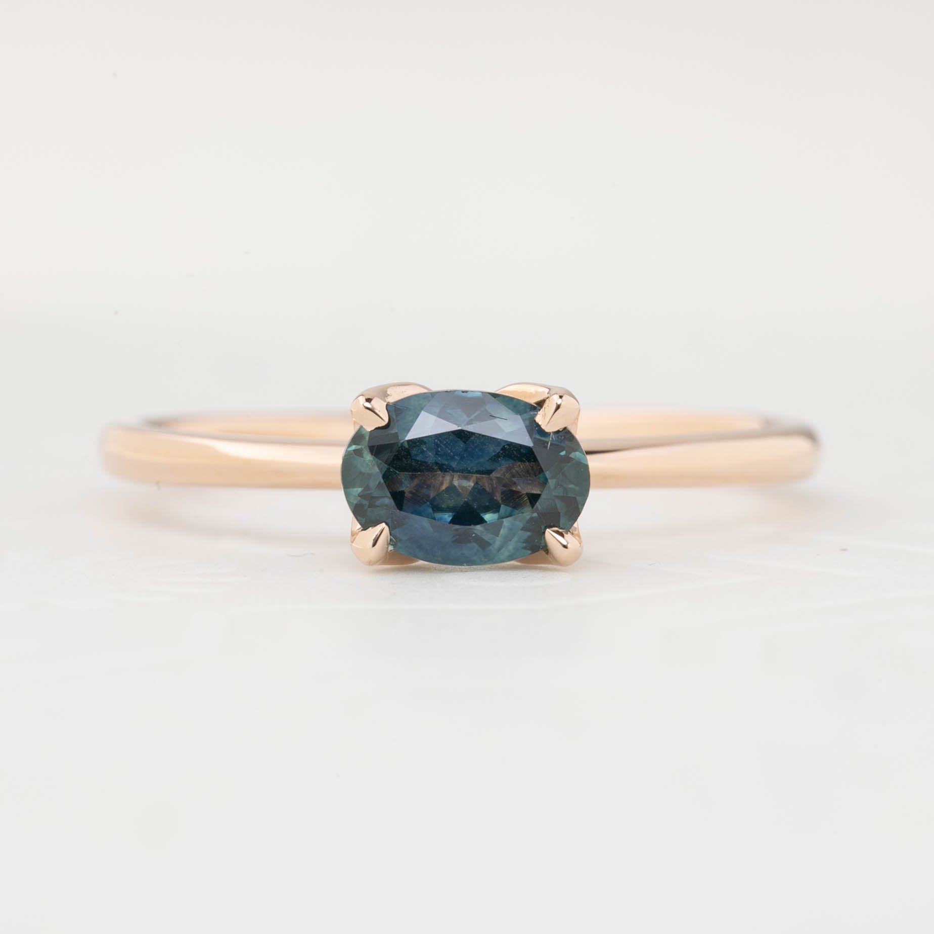 Sara Ring, 0.86ct East West Montana Sapphire, oval shape gemstone