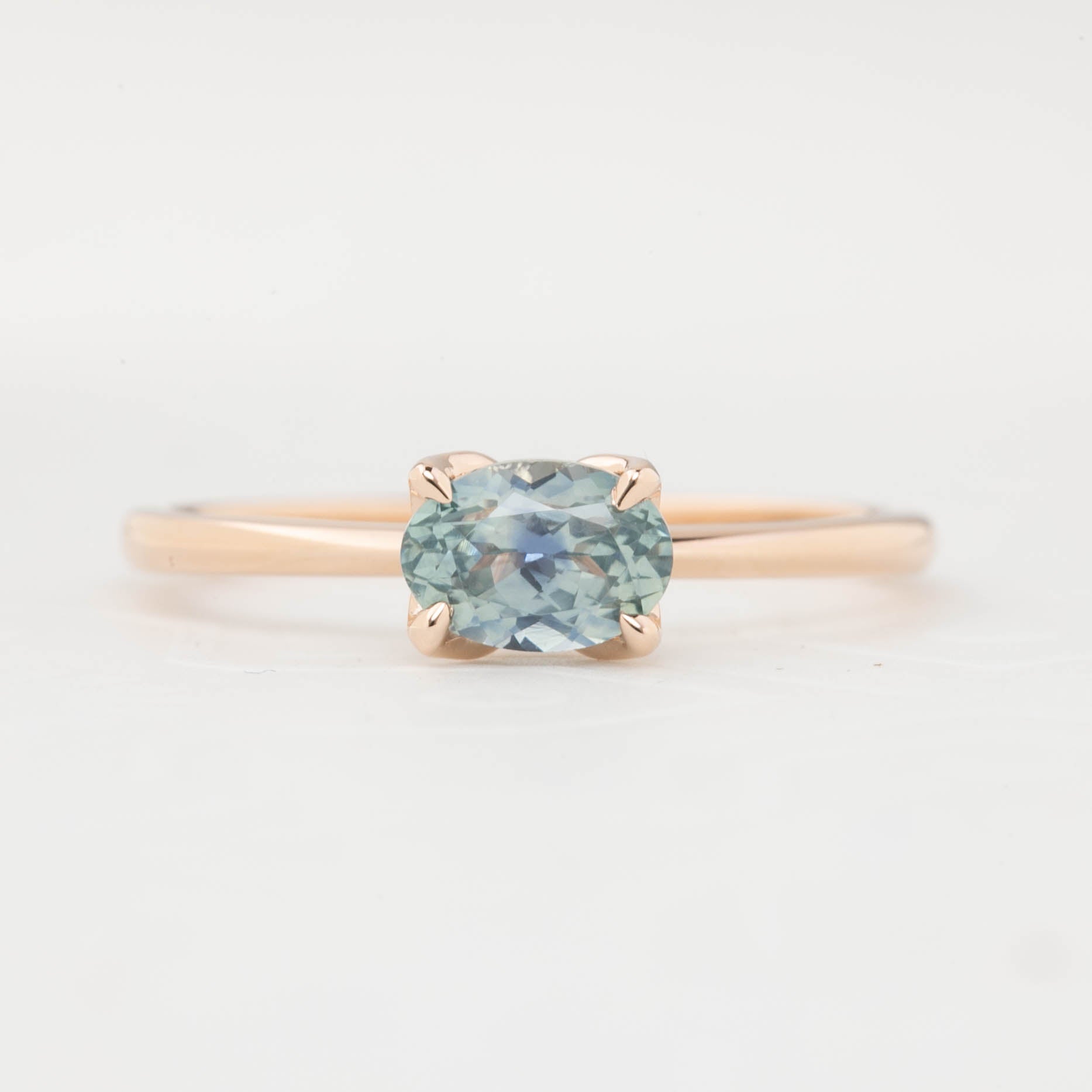 Sara Ring, 0.86ct East West Montana Sapphire, oval shape gemstone