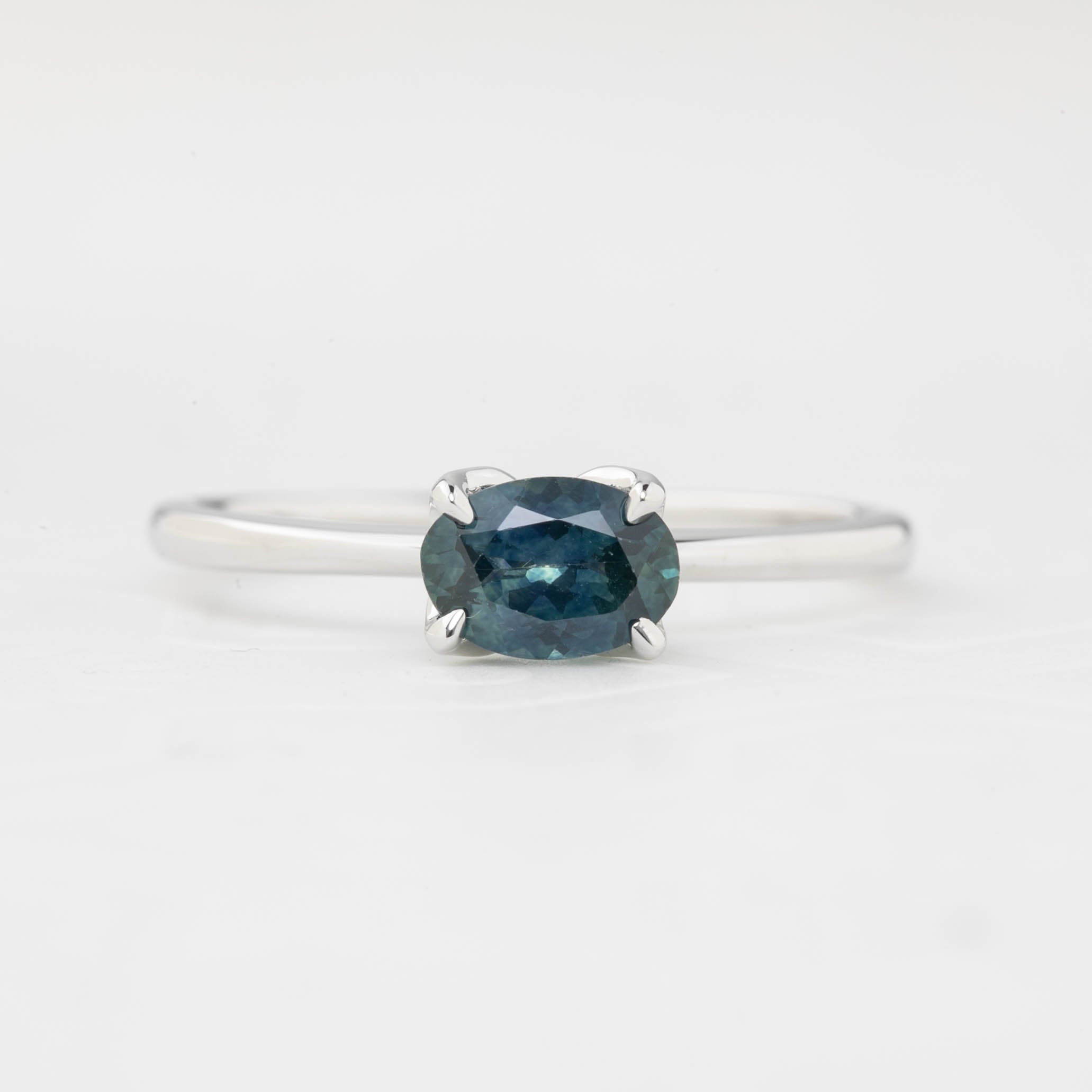 Sara Ring, 0.83ct Ocean East West Montana Sapphire, oval shape gemstone
