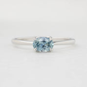 Sara Ring, 0.71ct East West Montana Sapphire, oval shape gemstone