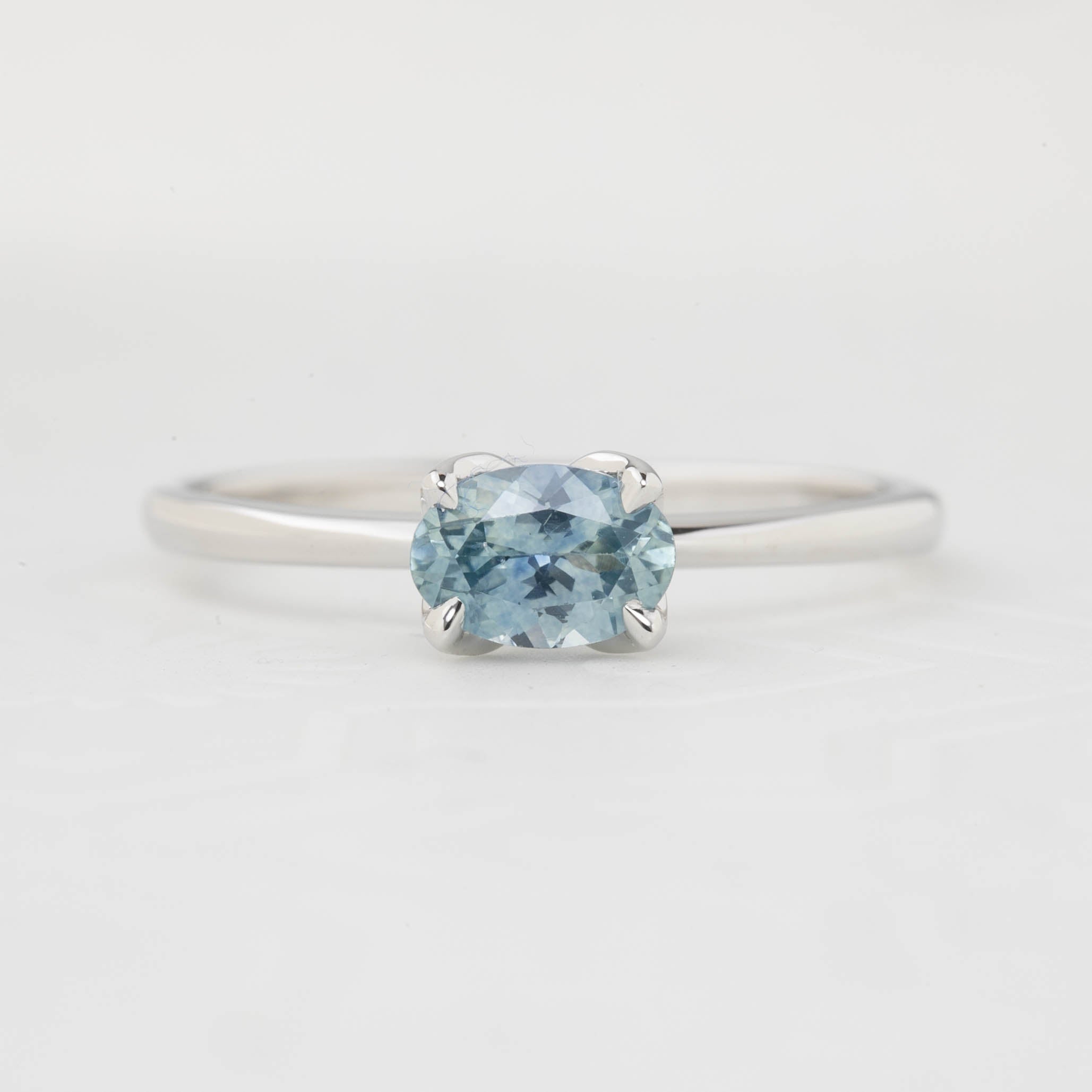 Sara Ring, 0.71ct East West Montana Sapphire, oval shape gemstone