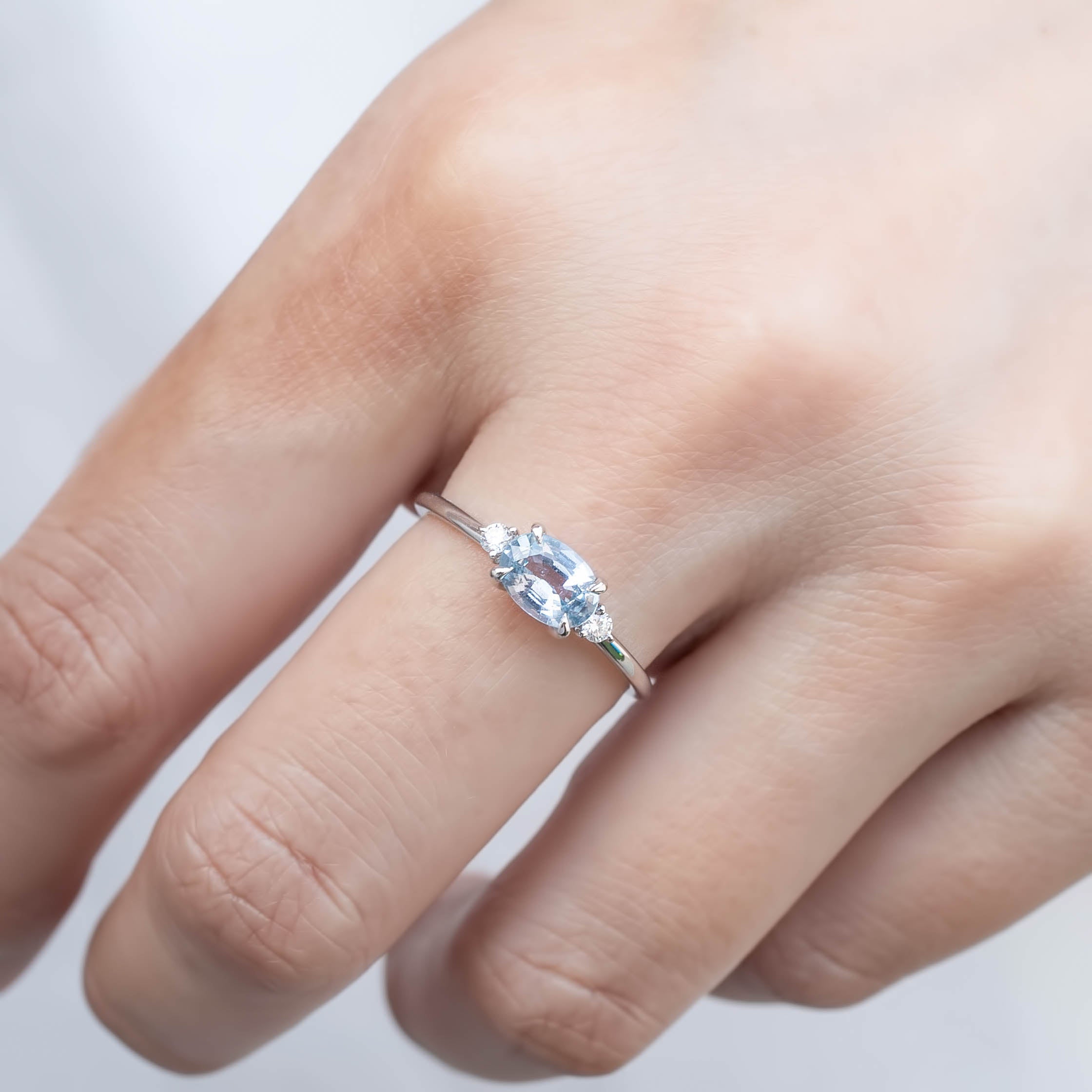 Emilie Ring - 0.83ct Unheated Light Blue Madagascar Sapphire, 14k White Gold (One of a kind)