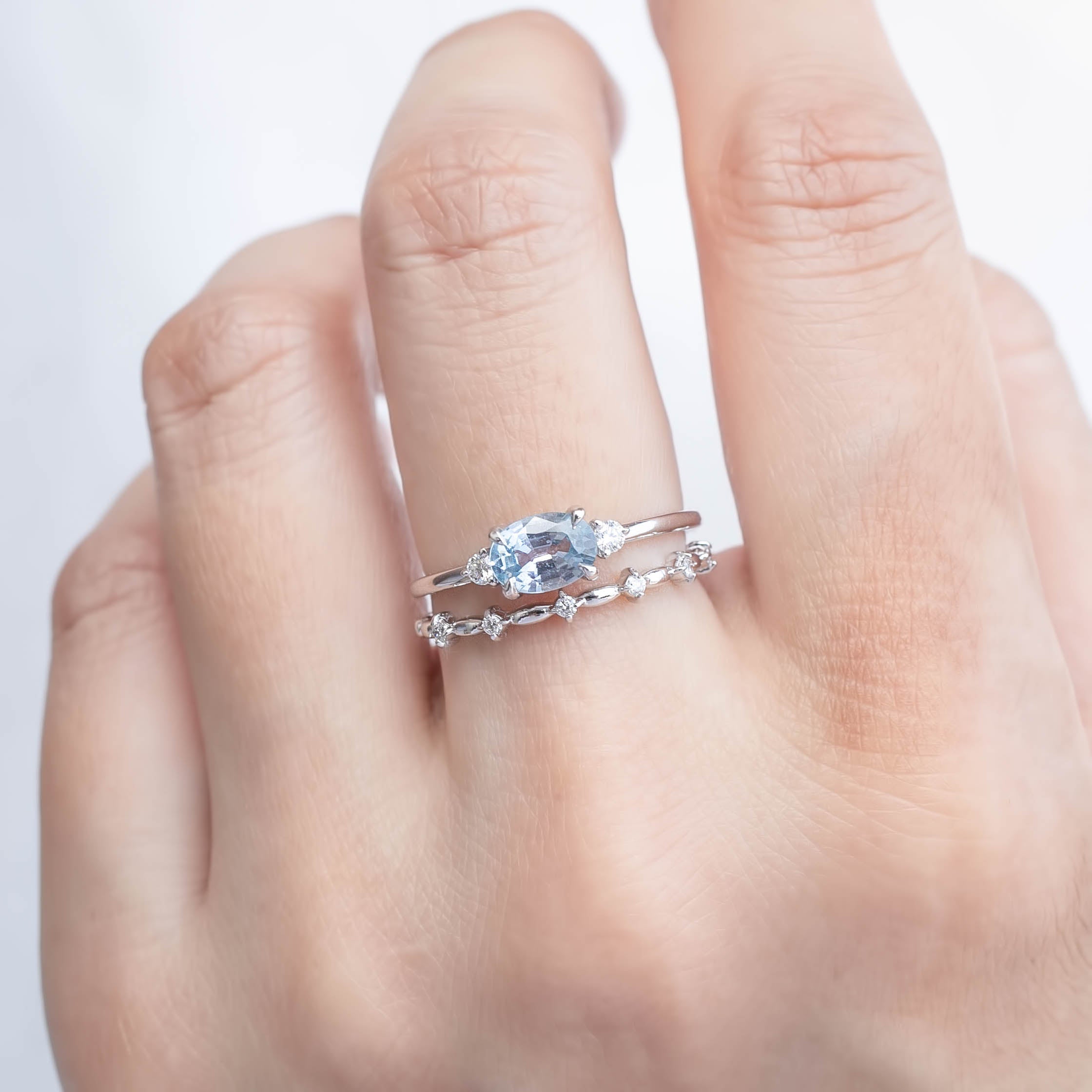 Emilie Ring - 0.83ct Unheated Light Blue Madagascar Sapphire, 14k White Gold (One of a kind)