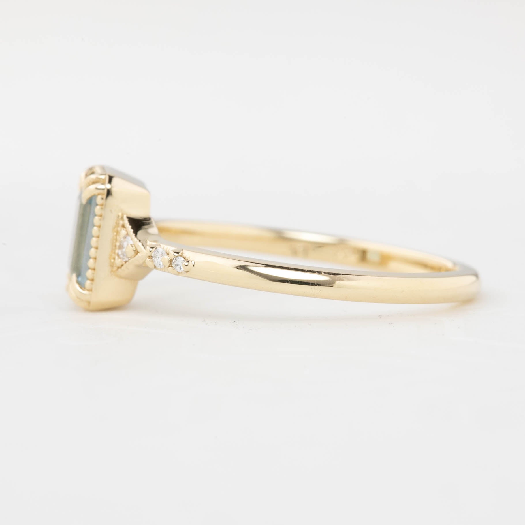 Agatha Ring 0.60ct Emerald Cut Aquamarine, 14k Yellow Gold