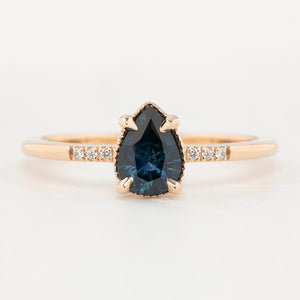 Grace Ring, 0.73ct Teal Blue Montana Sapphire