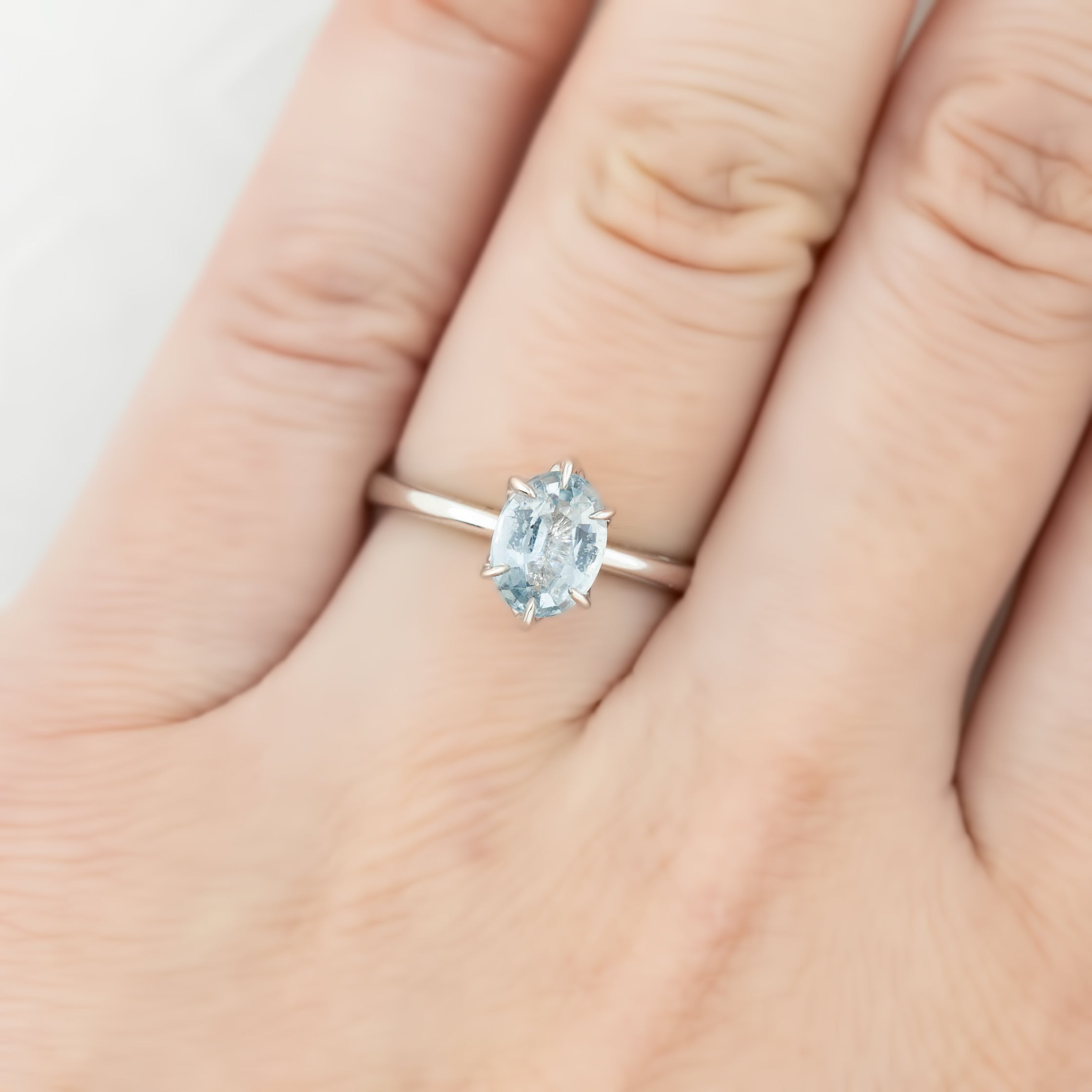 Floryn Ring - 1.32ct Faint Blue Unheated Sapphire Ring, 14k White Gold (One of a kind)
