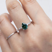 Estel Fleur Ring 1.76ct Unheated Pear Queensland Sapphire Ring 14K White Gold, One of a kind
