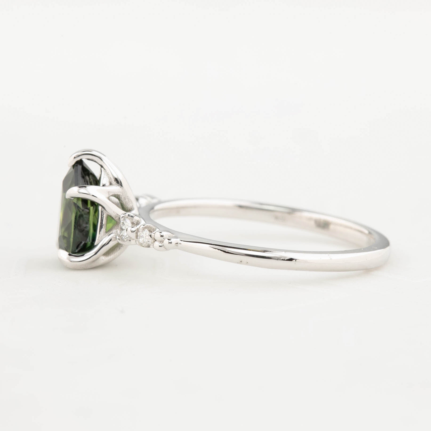 Estel Fleur Ring 1.76ct Unheated Pear Queensland Sapphire Ring 14K White Gold, One of a kind