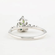 Estel Fleur Ring 1.76ct Unheated Pear Queensland Sapphire Ring 14K White Gold, One of a kind