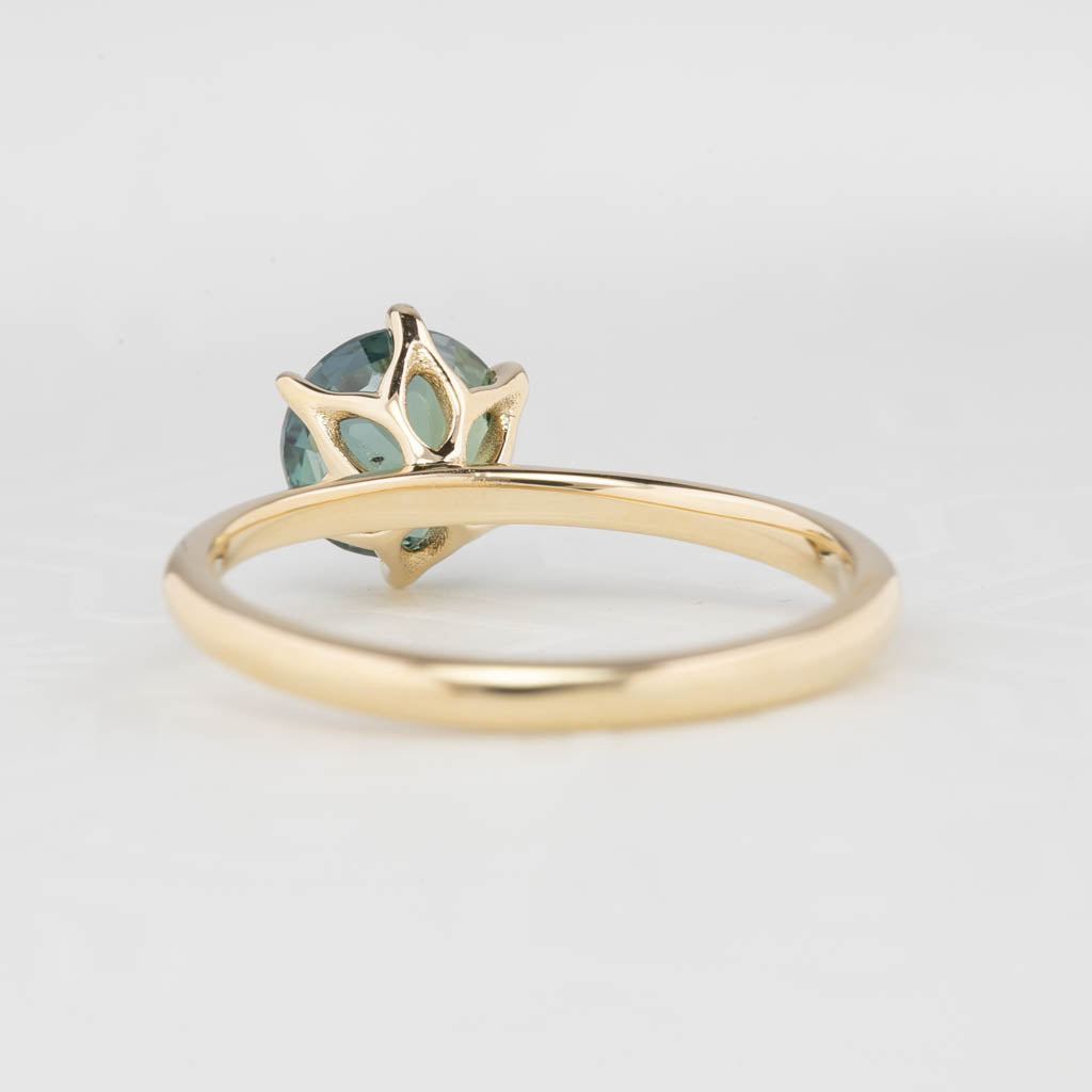 【即日配送】フローリンリング ・1.62ct・加熱マダガスカル産ブルーグリーンサファイア・K14YG