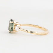 Olivia Grand Ring, Light Blue Green Montana Sapphire side view
