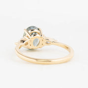 Olivia Grand Ring, Light Blue Green Montana Sapphire back view