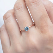 Sara Ring, 0.60-0.70ct Cushion Cut Montana Sapphire