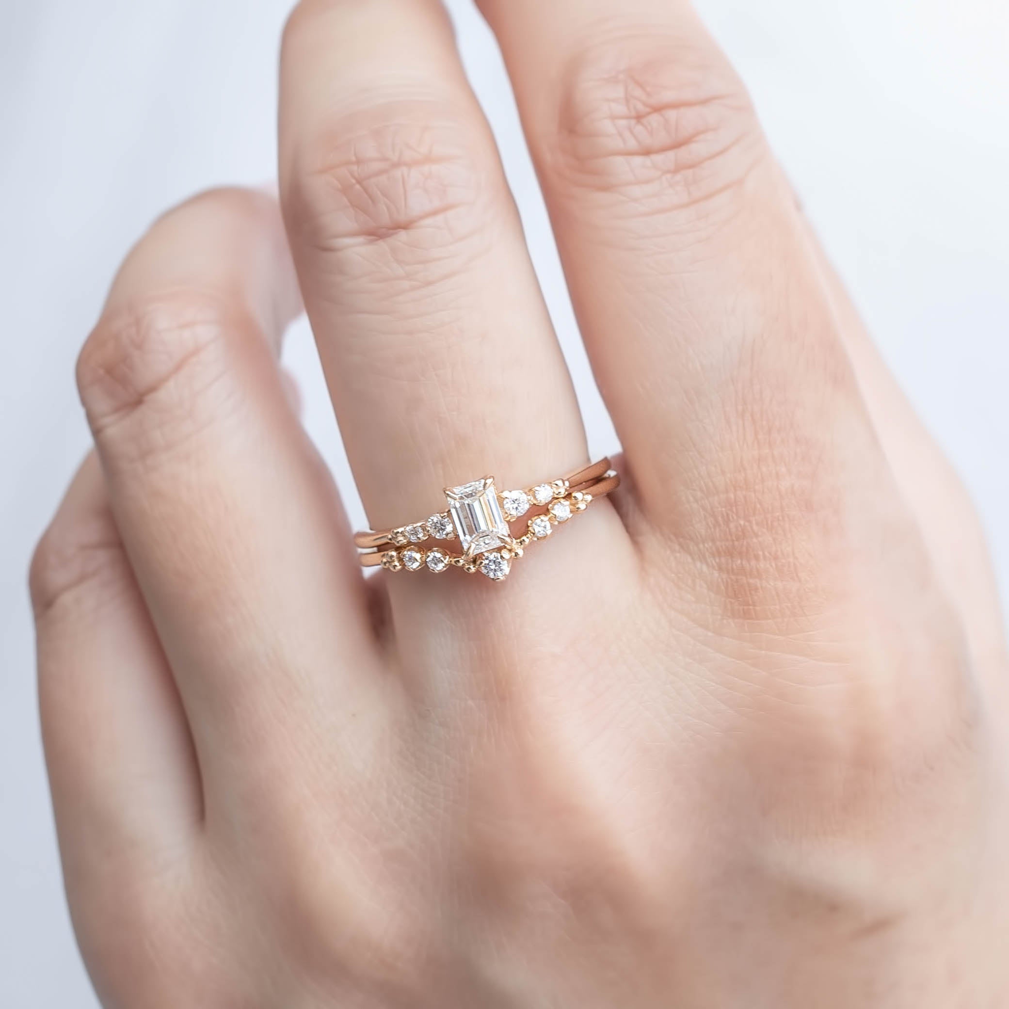 Estel Fleur Ring, Emerald-Cut Diamond
