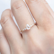 Estel Fleur Ring, 0.25ct Pear Rose Cut Diamond