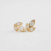Three Leaf Diamond Stud Earrings, 14k Gold