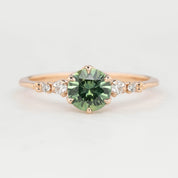 Estel Fleur Six Prongs Ring - 0.88ct Light Green Montana Sapphire Ring, 14k Rose Gold (One of a kind)