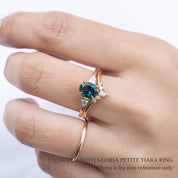Olivia Ring,0.85ct Teal Blue Madagascar Sapphire, oval shape gemstone