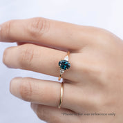 Olivia Ring,0.85ct Teal Blue Madagascar Sapphire, oval shape gemstone