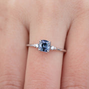 Estel Ring, Cushion Cut 1.29ct Blue Spinel