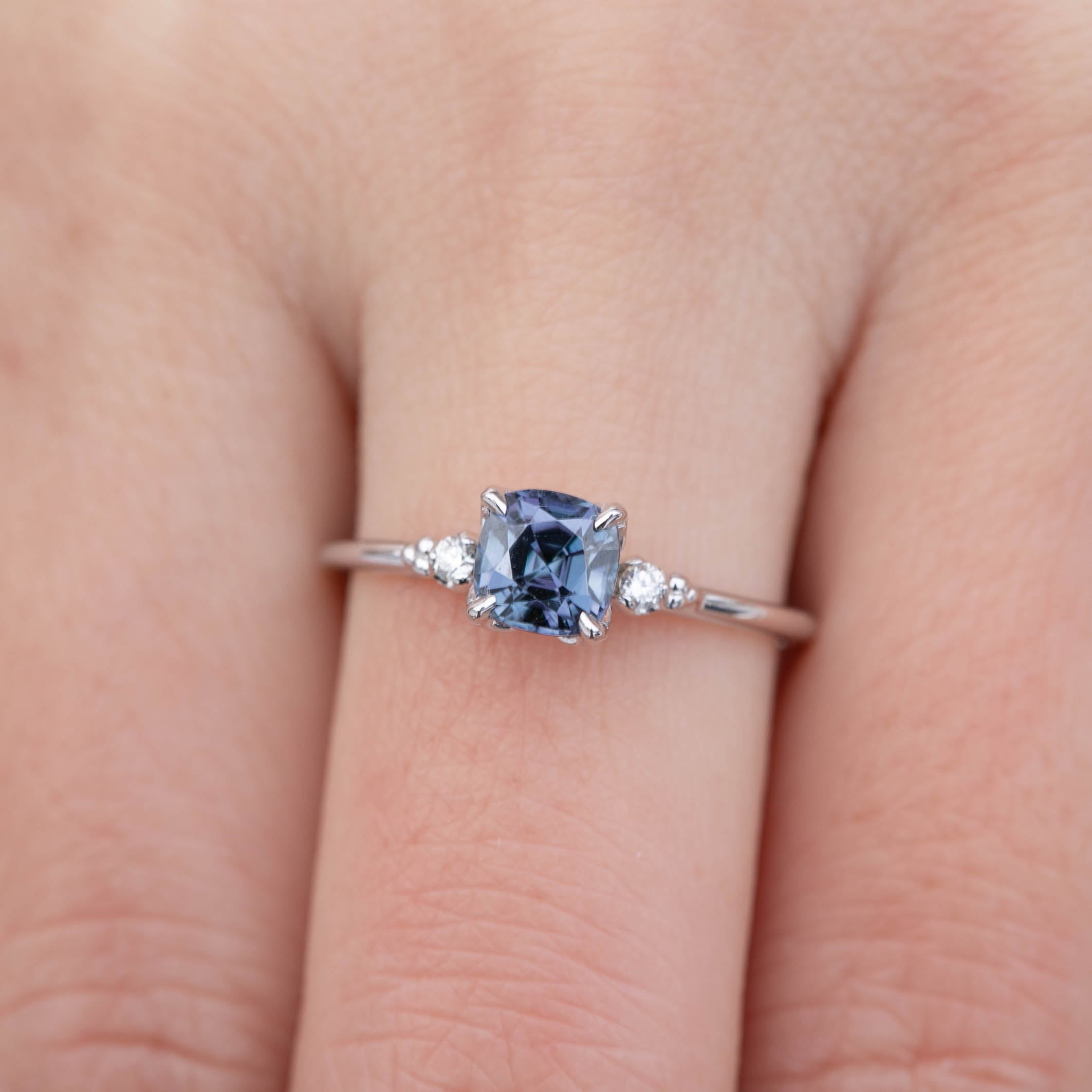 Estel Ring, Cushion Cut 1.29ct Blue Spinel