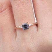 Estel Ring 1.04ct Cushion Cut Grey Purple Spinel, 14k Rose Gold (One of a kind)
