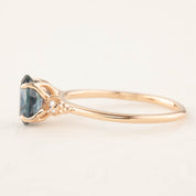 Estel Ring with 1.18ct teal blue Montana sapphire set in 14k rose gold, one of a kind, handmade and ethically sourced.