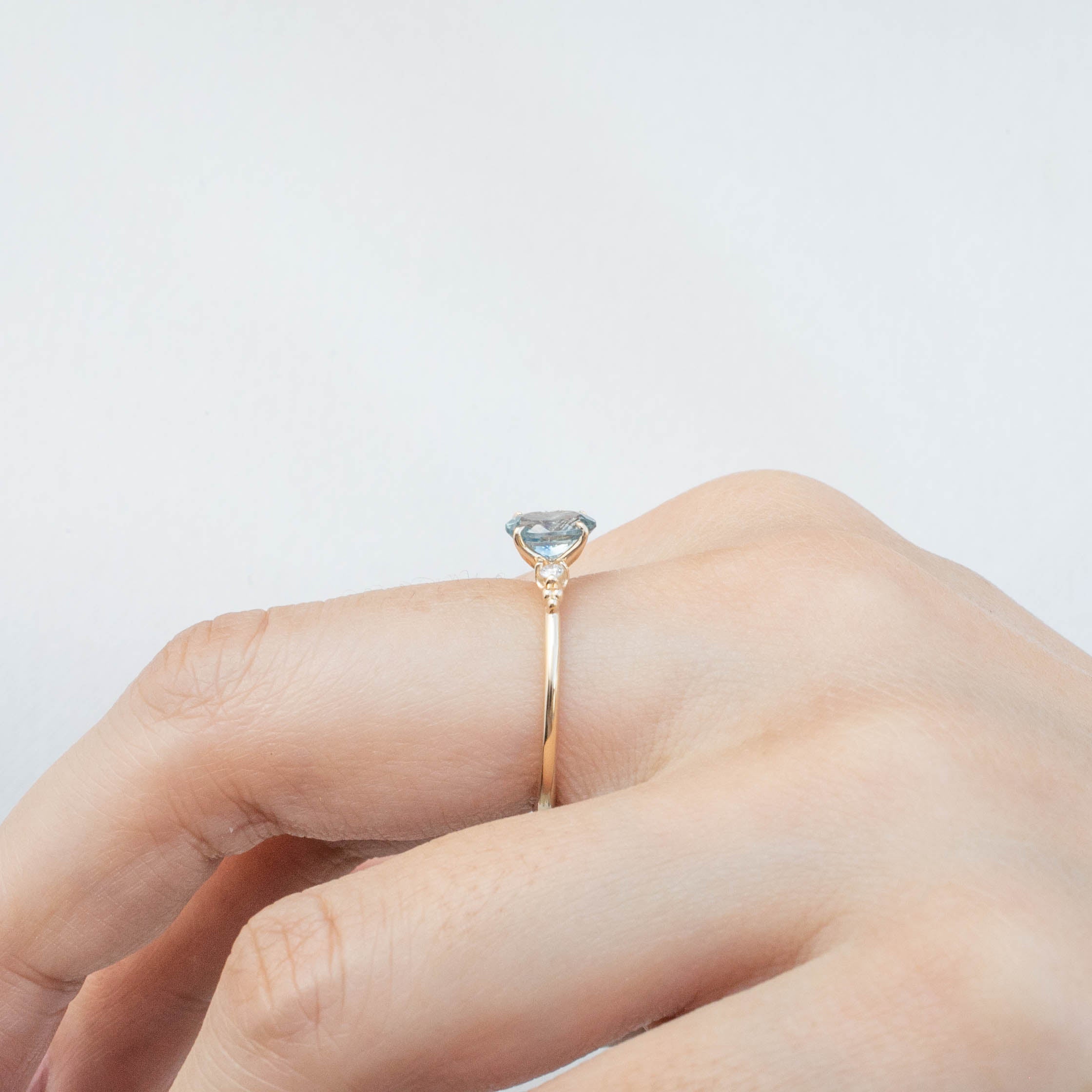 Estel Ring 1.02ct blue oval Montana sapphire set in 14k yellow gold, handmade and one of a kind by Envero Jewelry