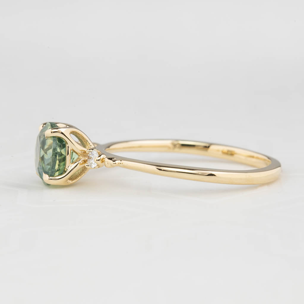 Estel Ring, 1.31ct Light Blue Green Montana Sapphire