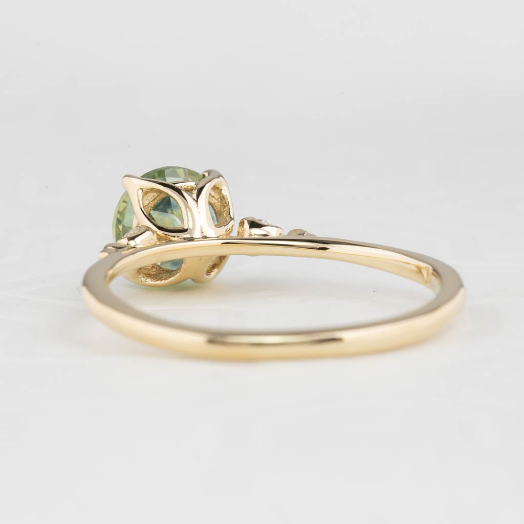 Estel Ring, 1.31ct Light Blue Green Montana Sapphire