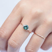 Lena Ring - 0.84ct Blue Green Montana Sapphire, 14k Rose Gold (One of a kind)