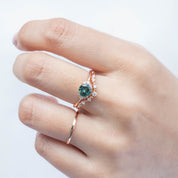 Lena Ring - 0.84ct Blue Green Montana Sapphire, 14k Rose Gold (One of a kind)