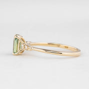 Estel Fleur Four Prongs Ring 0.67ct Light Green Montana Sapphire, 14K Yellow Gold (One of a kind)