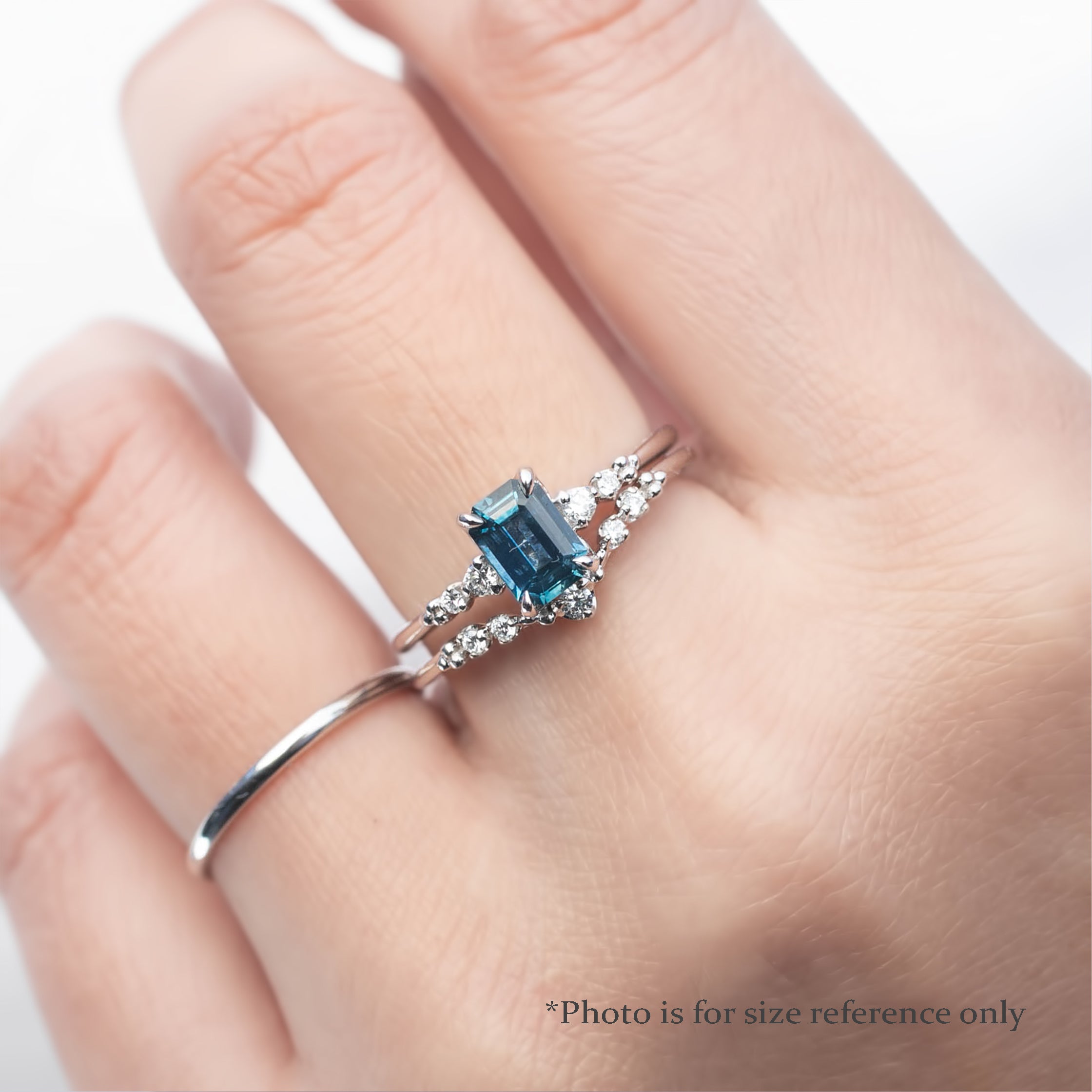 Estel Fleur Four Prongs Ring 1.04ct Light Blue Montana Sapphire, 14K White Gold (One of a kind)