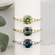 Estel Fleur 4 Prong Ring, 0.93ct Yellow Green Montana Sapphire, 14K Yellow Gold (One of a kind)
